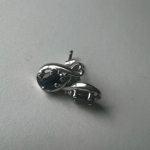 White Gold + Sapphire Earrings - Picture 7 of 7